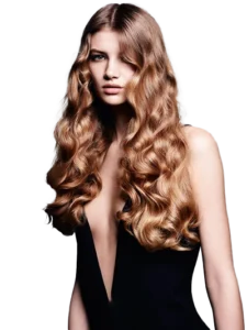 Total Look Hair model with long wavy hair
